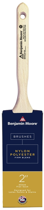 Benjamin Moore U61920017 Paint Brush, Flat Edge Brush, 2-11/16 in L Bristle, Nylon/Polyester Bristle, Sash Handle