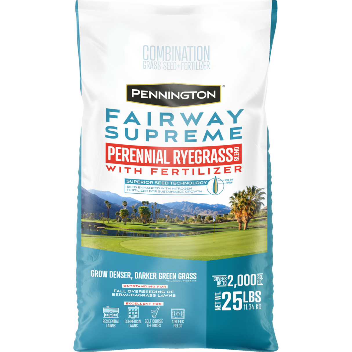Pennington Fairway Supreme Series 100534854 Grass Seed, 25 lb Bag