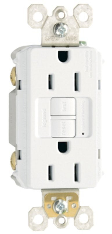 Legrand radiant Series 1597W3PKCC4 GFCI Duplex Receptacle, Nylon, White, 15 A, 125 VAC, NEMA: 5-15R, 3-Wire