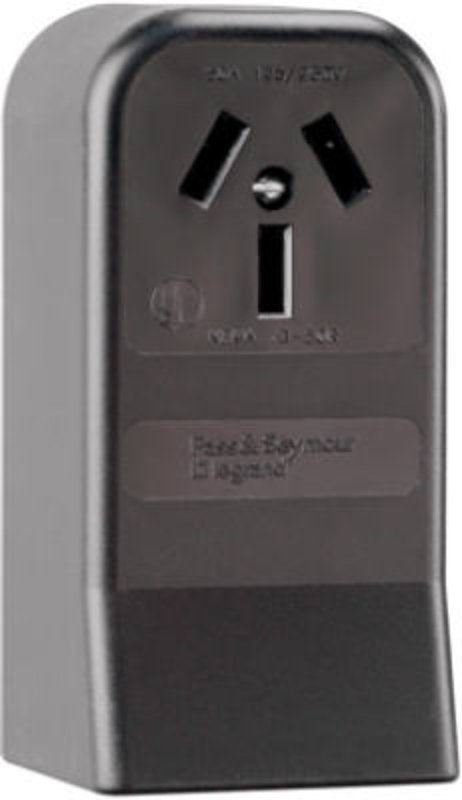 Legrand 385CC6 Straight Blade Power Outlet Receptacle, Surface Mounting, 3-Pole, 125/250 V, 50 A, Black
