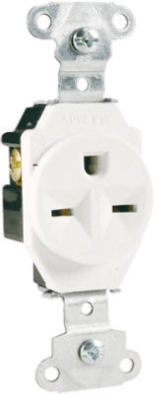 Legrand 5651WCC8 Heavy-Duty Single Receptacle, 2 -Pole, 250 VAC, 15 A, Side Wiring, NEMA: NEMA 6-15R, White
