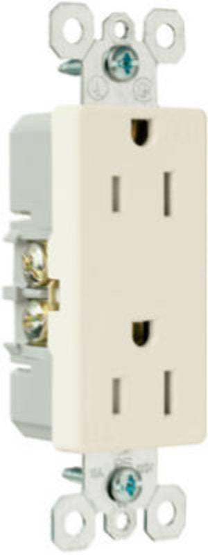 Legrand radiant Series 885TRLACC8 Duplex Receptacle, Thermoplastic, Light Almond, 2-Pole, 3-Wire, 125 V