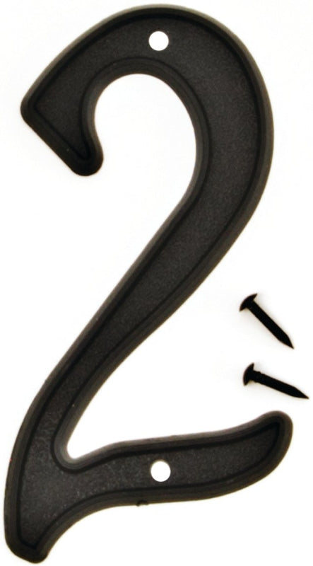 Hy-Ko PN-29/2 House Number, Character: 2, 4 in H Character, Black Character, Plastic, Pack of 10