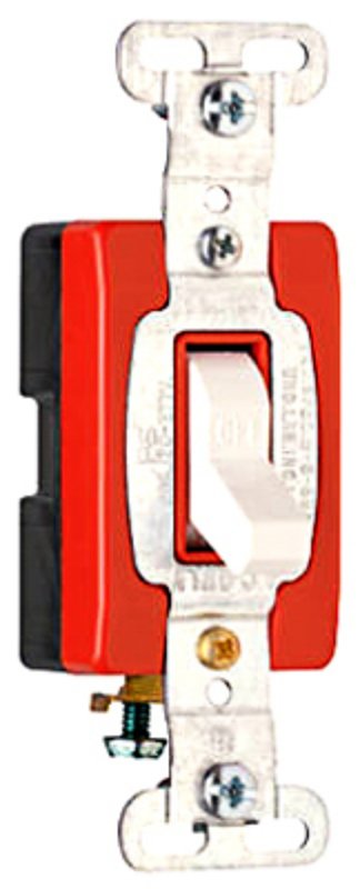 Pass & Seymour CSB20AC1WCC8 Switch, 20 A, 120/277 VAC, SPST, Back Wire, Side Wire Terminal, Red/White