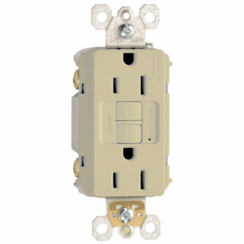 Legrand radiant Series 1597ICCD12 GFCI Duplex Receptacle, Nylon, Ivory, 2-Pole, 15 A, 125 VAC, Back, Side Wiring