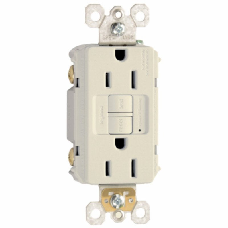 Legrand radiant Series 1597LACCD12 GFCI Duplex Receptacle, Nylon, Light Almond, 2-Pole, 15 A, 3-Wire