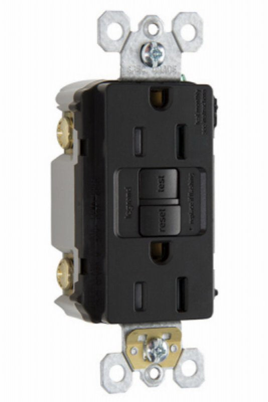 Legrand radiant Series 1597TRDBCC4 GFCI Outlet, 125 V, 15 A, NEMA: NEMA 5-15R, Back and Side Wiring, Dark Bronze