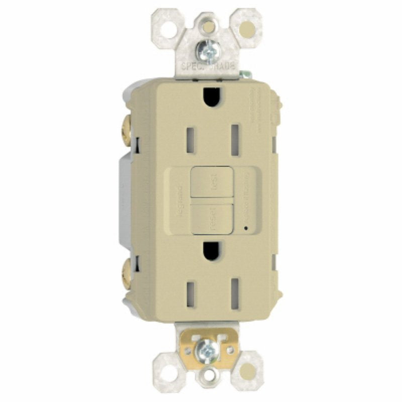 Legrand radiant Series 1597TRICCD4 GFCI Duplex Receptacle, Nylon, Ivory, 2-Pole, 15 A, 125 VAC, 14 to 10 AWG Wire
