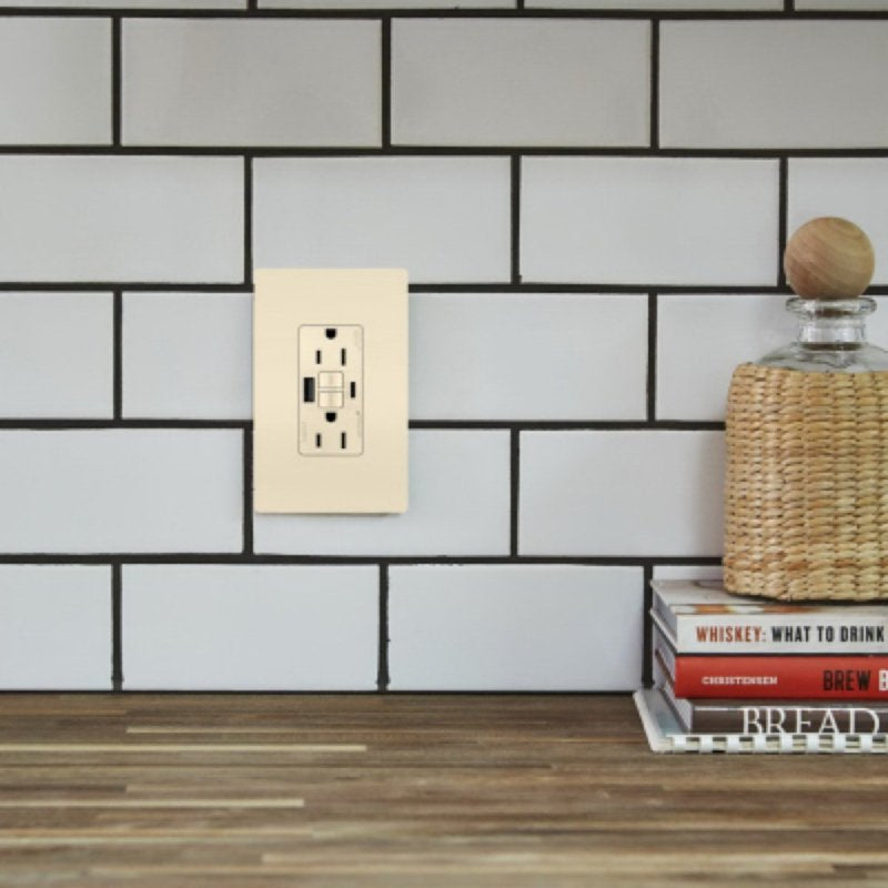 Legrand radiant Series 1597TRUSBACLAC4 GFCI Outlet, 125 V, 15 A, Light Almond