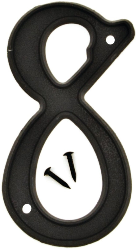 Hy-Ko PN-29 Series PN-29/8 3D House Number, Character: 8, 4 in H Character, Black Character, Plastic, Pack of 10