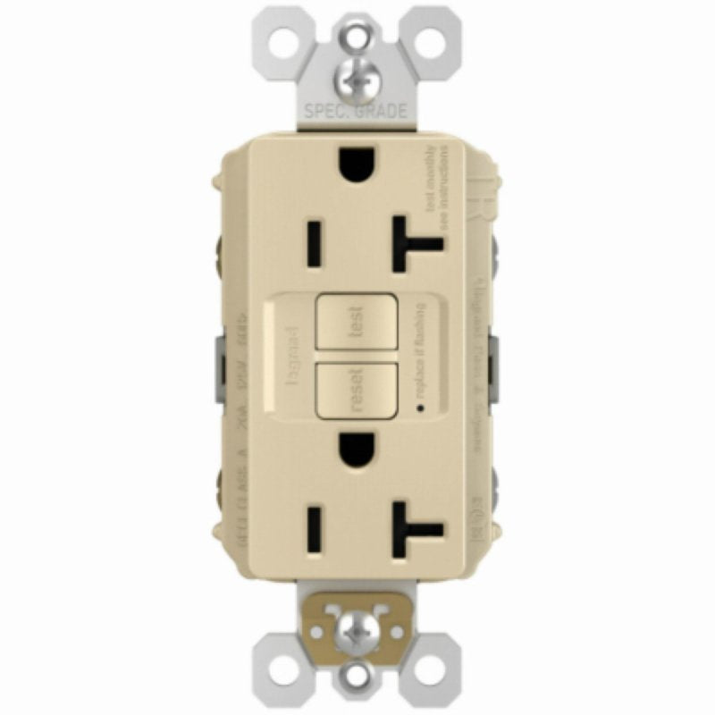 Legrand radiant Series 2097TRICCD4 GFCI Duplex Receptacle, Nylon, Ivory, 2-Pole, 20 A, 125 VAC, NEMA: 5-20R