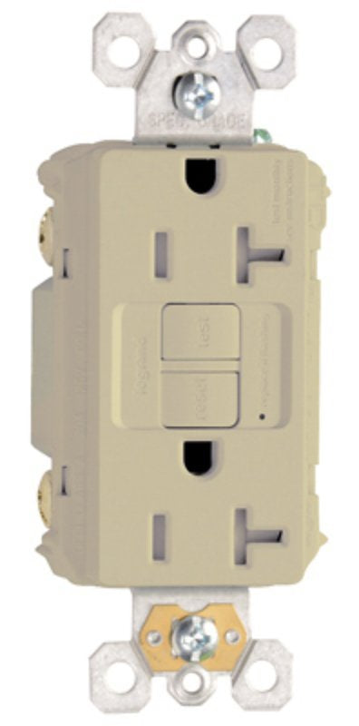 Legrand radiant Series 2097TRLACCD4 GFCI Duplex Receptacle, Nylon, Light Almond, 2-Pole, 20 A
