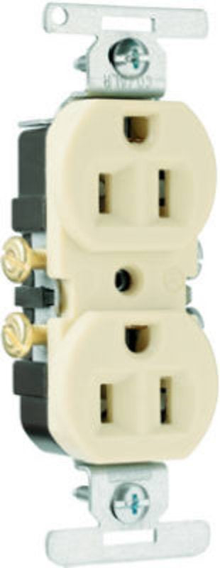 Legrand TradeMaster Series 3232ICACC20 Duplex Receptacle, Thermoplastic, Ivory, 2-Pole, 15 A, 3-Wire