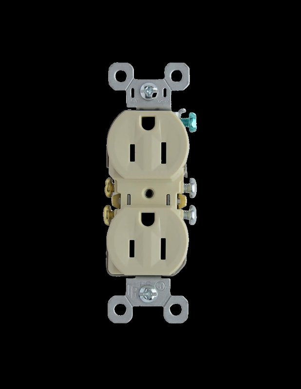 Legrand TradeMaster Series 3232TRICP8 Duplex Receptacle, Thermoplastic, Ivory, 2-Pole, 15 A, 125 V, NEMA: 5-15R