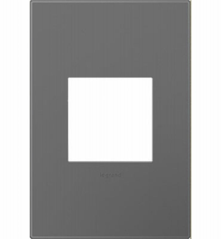 Pass & Seymour adorne Series AWP1G2MG6 Wallplate, 5.13 in L, 3.45 in W, 1-Gang, Polycarbonate, Magnesium, Frosted