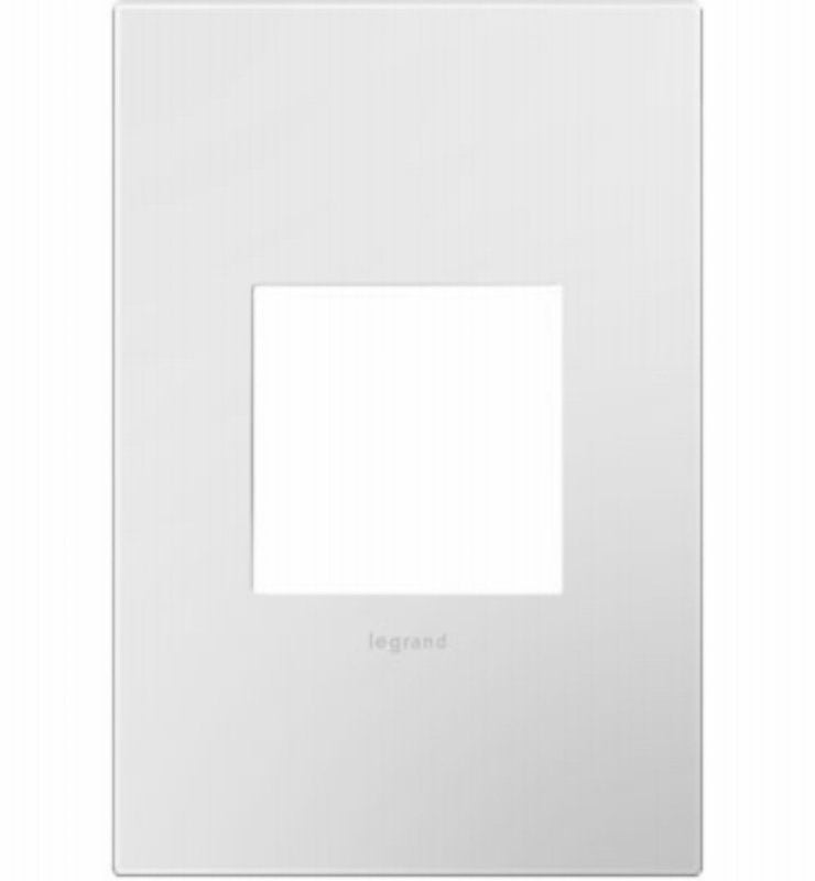Pass & Seymour adorne Series AWP1G2WH6 Wallplate, 5.13 in L, 3.45 in W, 1-Gang, Polycarbonate, White, Gloss