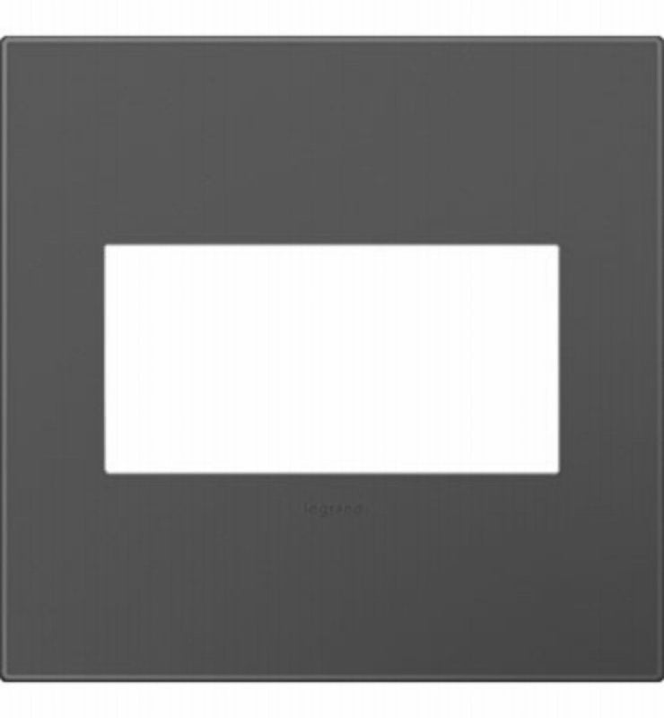 Legrand adorne AWP2GMG4 Wallplate, 5.13 in L, 5.29 in W, 2 -Gang, Plastic, Magnesium
