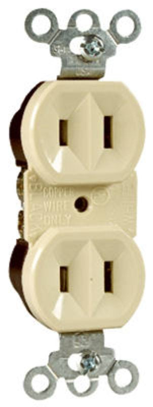 Legrand 4025ICC20 Duplex Outlet, 2 -Pole, 15 A, 125 V, Side Wiring, NEMA: 5-15R, Ivory