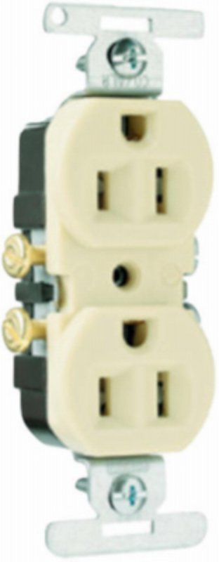 Legrand TradeMaster Series 3232WCACC20 Duplex Receptacle, Thermoplastic, White, 2-Pole, 15 A, 3-Wire