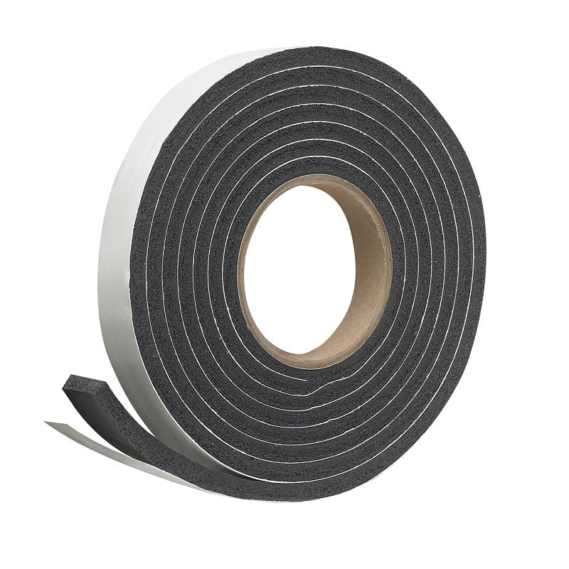 Frost King R511H Weatherseal Tape, 1 in W, 10 ft L, 5/16 in Thick, Rubber Foam, Black