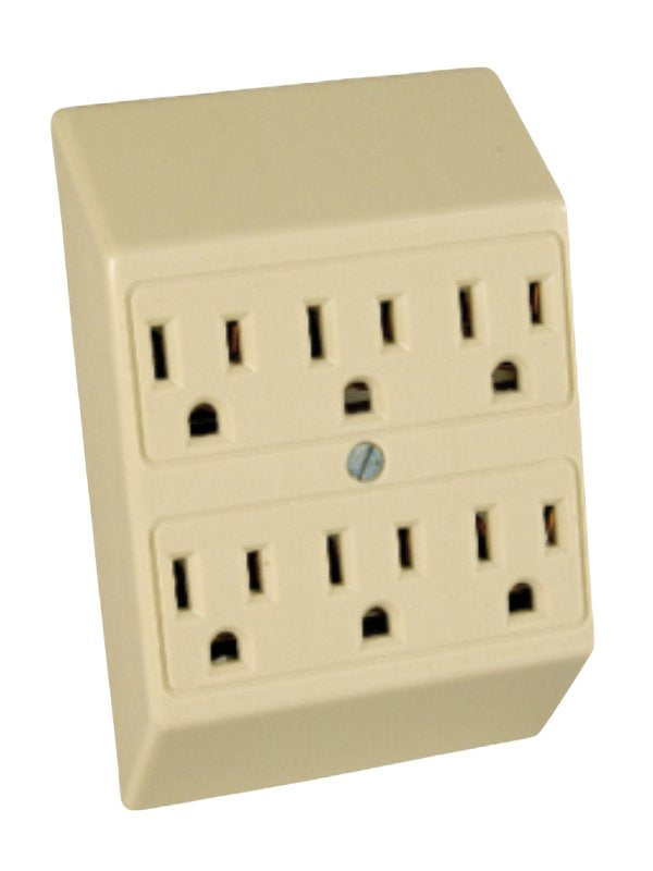 Pass & Seymour 226PAICC6 Plug In Adapter, 2 -Pole, 15 A, 125 V, Ivory