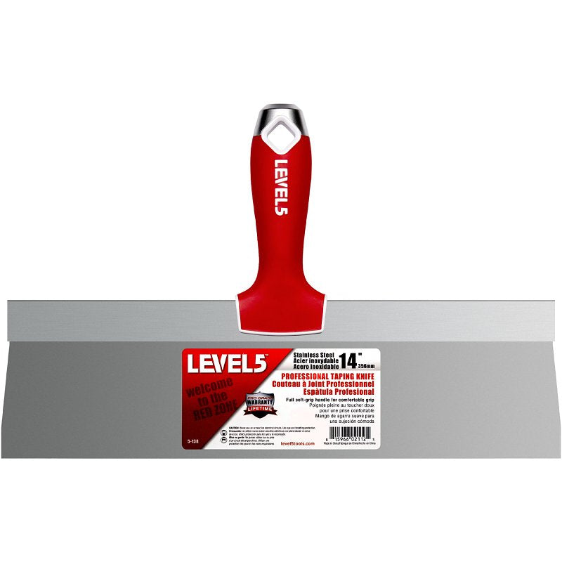 Level5 5-138 Taping Knife, 14 in W Blade, Stainless Steel Blade, Soft Grip Handle, Pack of 4