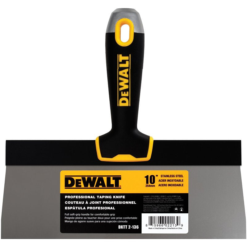 DEWALT DXTT-2-136 Taping Knife, 10 in W Blade, Stainless Steel Blade, Precision Ground Blade, Nylon Handle, Pack of 4