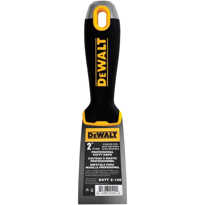 DEWALT DXTT-2-148 Putty Knife, 2 in W Blade, Stainless Steel Blade, Precision Ground Blade, Ergonomic, Soft Grip Handle, Pack of 4
