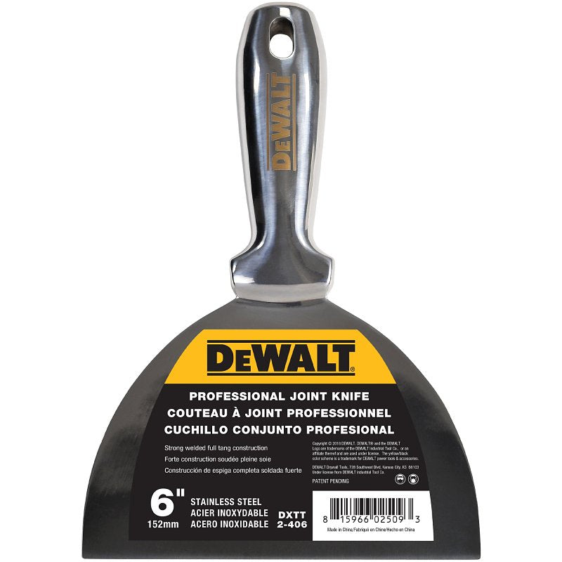 DEWALT DXTT-2-406 Joint Knife, 6 in W Blade, Stainless Steel Blade, Full-Tang, Precision Ground Blade, Pack of 4