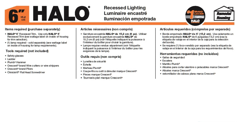 Halo H7RICT Recessed Housing, 13.25 in L x 6.88 in W x 7.5 in H Dimensions, Remodel Construction, 6 in Dia Recessed Can