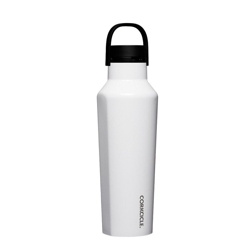 Corkcicle Classic Sport Canteen Series 2020GW Water Bottle, 20 oz, Stainless Steel/Silicone, Gloss White, Leakproof Lid