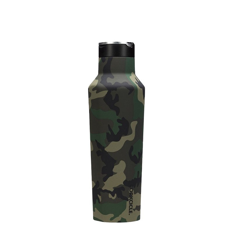 Corkcicle Classic Sport Canteen Series 2020PWC Water Bottle, 20 oz, Stainless Steel/Silicone, Woodland Camo, Insulated