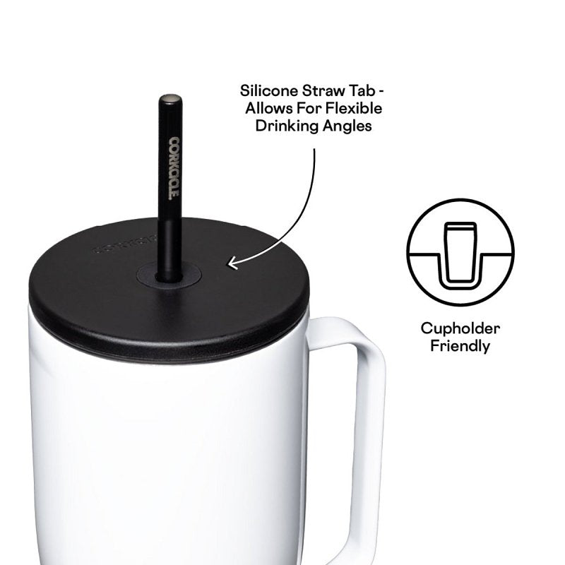 Corkcicle Go Cup XL Series 2830GW Tumbler, 30 oz, Stainless Steel, Gloss White, Insulated