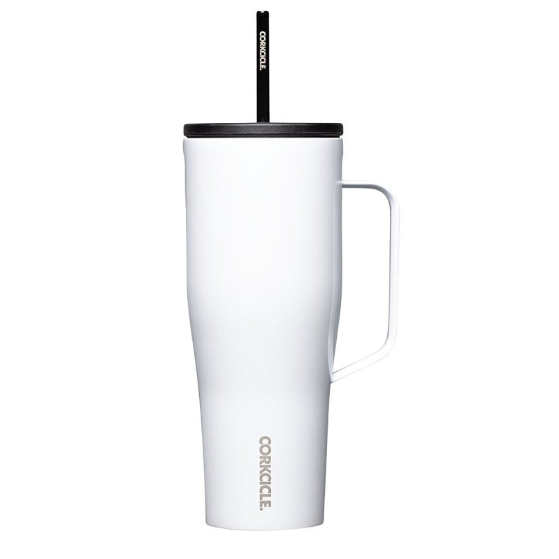 Corkcicle Go Cup XL Series 2830GW Tumbler, 30 oz, Stainless Steel, Gloss White, Insulated