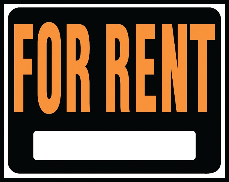 Hy-Ko Hy-Glo Series SP-102 Medium Size Identification Sign, Rectangular, FOR RENT, Fluorescent Orange Legend, Plastic, Pack of 5