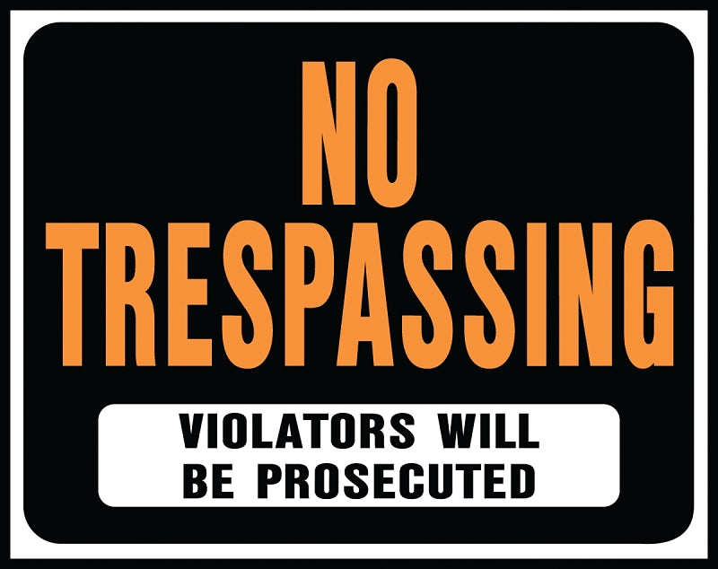 Hy-Ko Hy-Glo Series SP-104 Medium Size Identification Sign, Rectangular, NO TRESPASSING VIOLATORS WILL BE PROSECUTED, Pack of 5