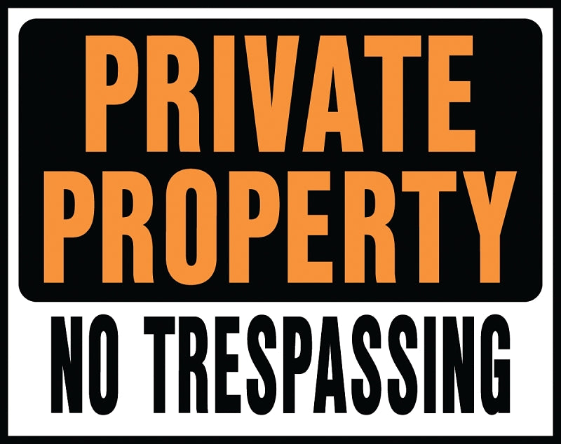 Hy-Ko Hy-Glo Series SP-106 Medium Size Identification Sign, Rectangular, PRIVATE PROPERTY NO TRESPASSING, Plastic, Pack of 5