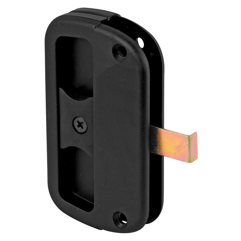 Prime-Line A 186 Door Latch and Pull, 1/2 in, Mounting Hole Center to Center: 3 in, Plastic/Steel, Black