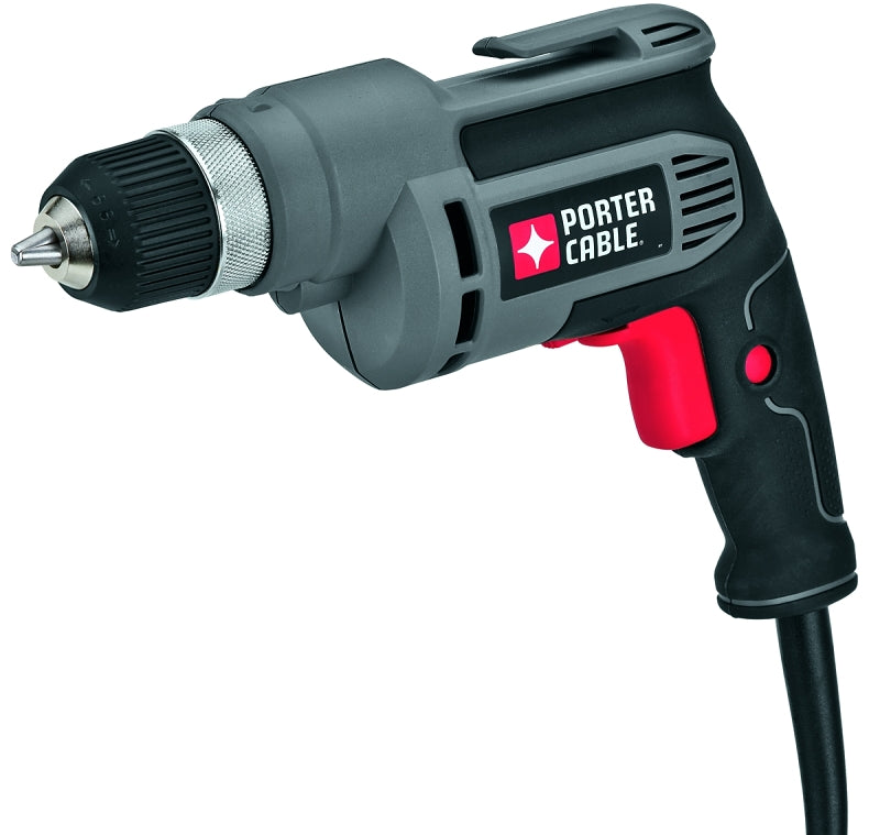 Porter-Cable PC600D Electric Drill, 6.5 A, 3/8 in Chuck, Keyless Chuck, 6 ft L Cord