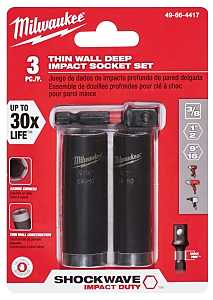 Milwaukee SHOCKWAVE Impact Duty 49-66-4417 Deep Well Socket Set, Steel, Black Oxide