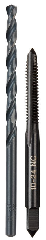 Milwaukee 49-57-5525 Drill and Tap Bit, HCS, Black Oxide, Specifications: #10-24 NC Straight Flute Plug Tap, #25 Drill
