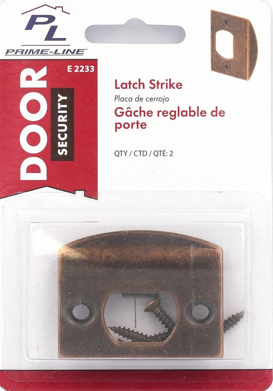 Defender Security E 2233 Strike Plate, 2-1/4 in L, 1-7/16 in W, Steel, Antique Brass