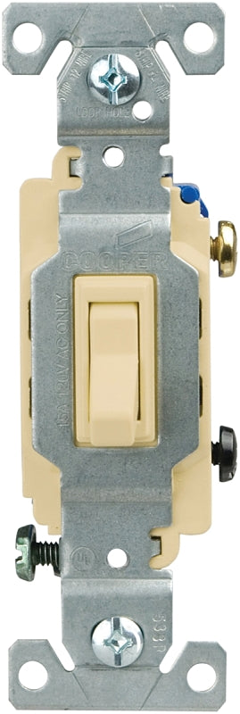 Eaton CSB115STV-SP Toggle Switch, 15 A, 120/277 V, Back, Side Wire, Screw Terminal, PVC Housing Material, Ivory