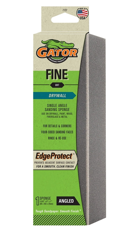 Gator 7127 Sanding Sponge, 8 in L, 3-3/8 in W, Fine, Aluminum Oxide Abrasive