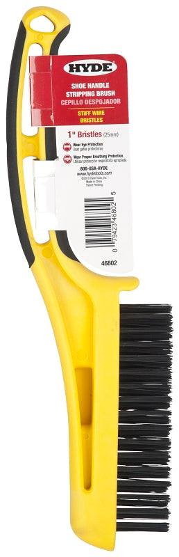 Hyde 46802 Wire Brush, 4-3/4 in L Brush, 3/4 in W Brush, Carbon Steel Bristle, Black Bristle, Shoe Handle
