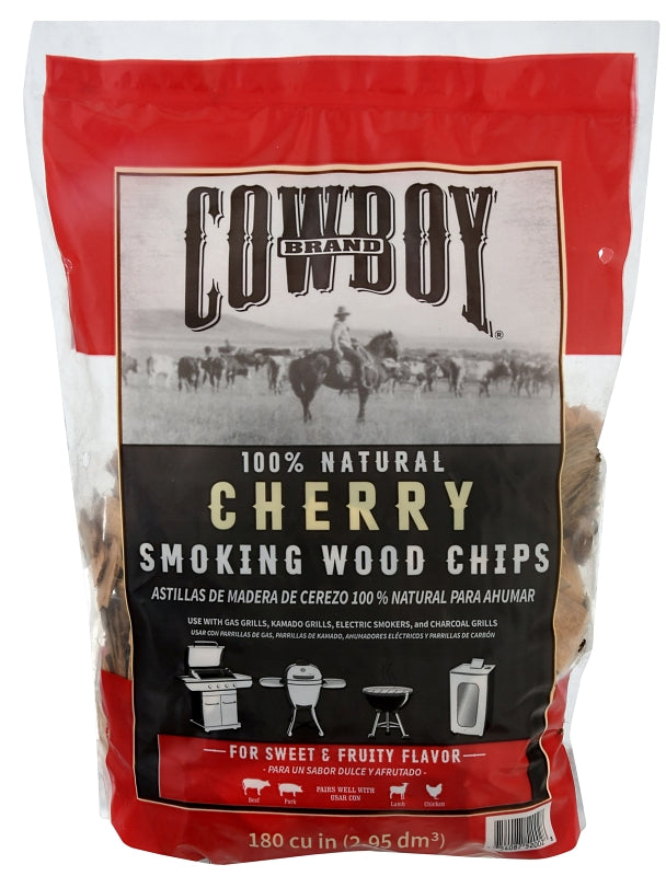 Cowboy 51412T Series Smoking Chip, Cherry, 12 in L, Wood, 180 cu-in, Pack of 6