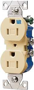 Eaton Wiring Devices TWR270V Duplex Receptacle, Thermoplastic, Ivory, 2-Pole, 15 A, 125 V, 60 Hz