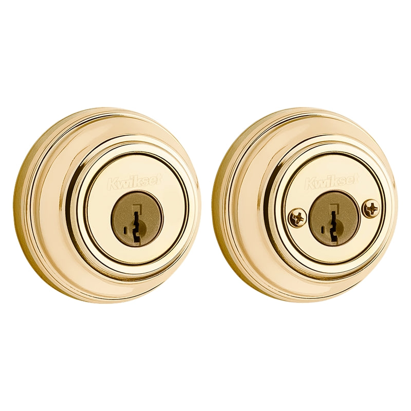 Kwikset 99850-071 Deadbolt, 1 Grade, Metal, Polished Brass, 2-3/8 to 2-3/4 in Backset, KW1, K4 Keyway