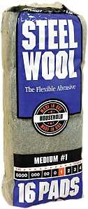 Homax 106604-06 Steel Wool, #1 Grit, Medium, Gray
