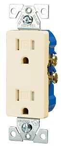 Eaton Wiring Devices TR1107LA-BOX Duplex Receptacle, PVC, Light Almond, 2-Pole, 15 A, 125 V, Push-in, Side Wiring, Pack of 10